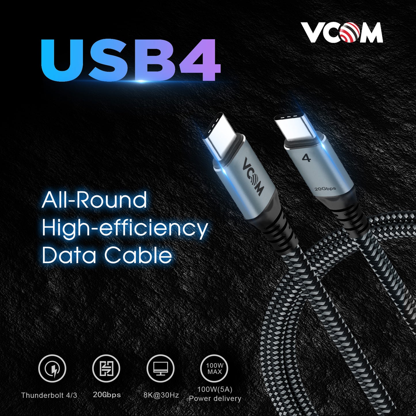 VCOM USB4 Cable for Thunderbolt 3 Cable