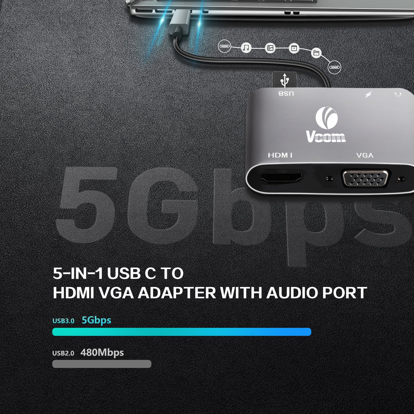 VCOM 5-in-1 VAG Adapter USB-C Hub