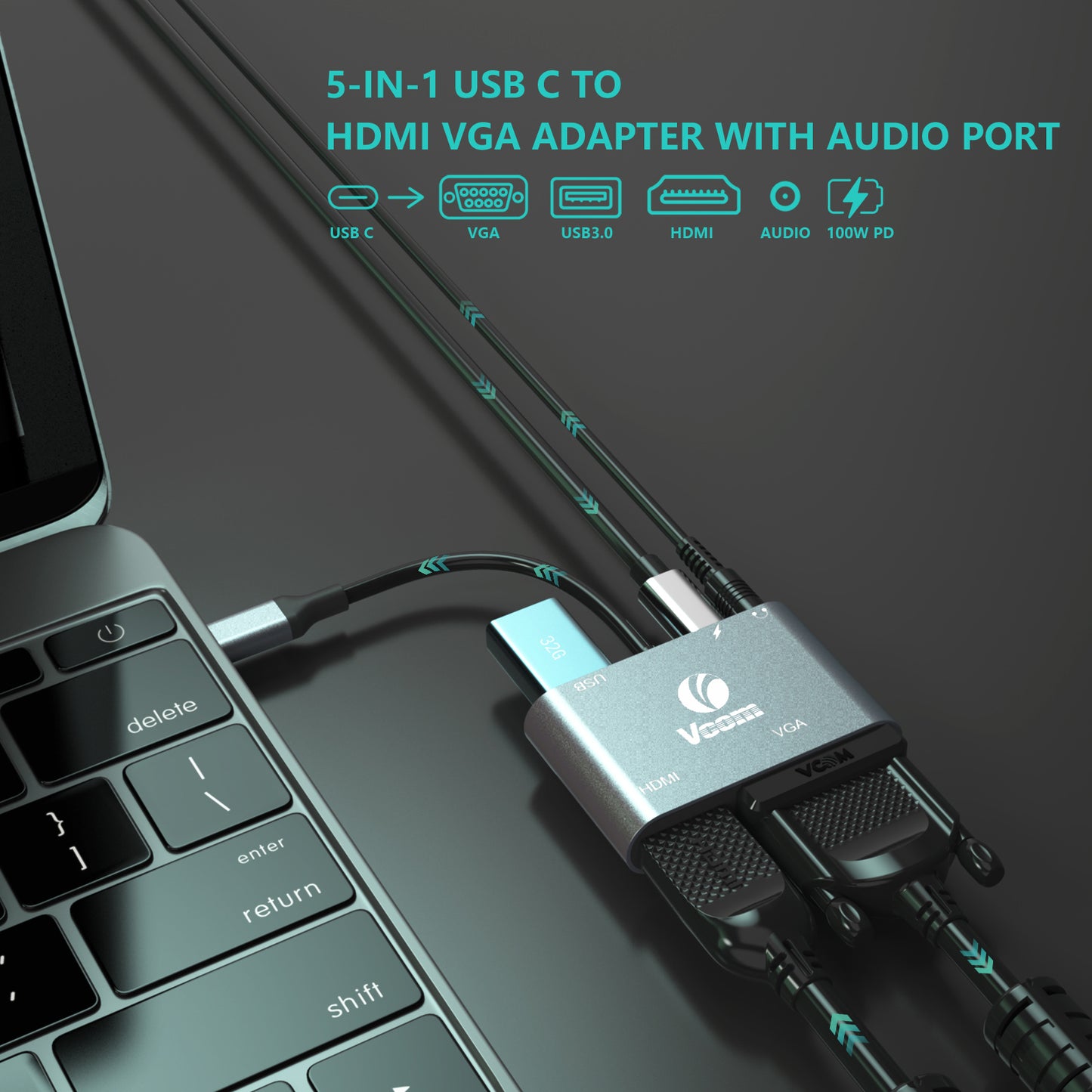 VCOM 5-in-1 VAG Adapter USB-C Hub