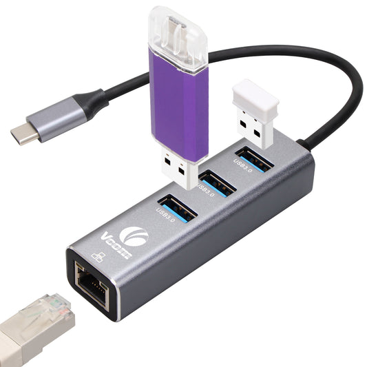 VCOM 4-in-1 Ethernet Adapter USB-C Hub