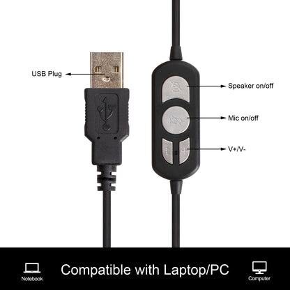 VCOM USB Headset with 40mm Drivers