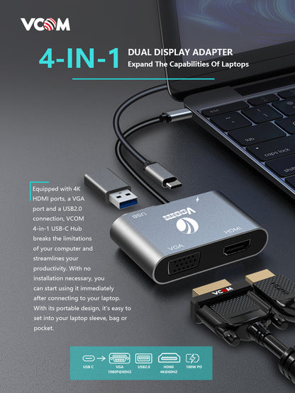 VCOM USB-C to HDMI VGA Adapter