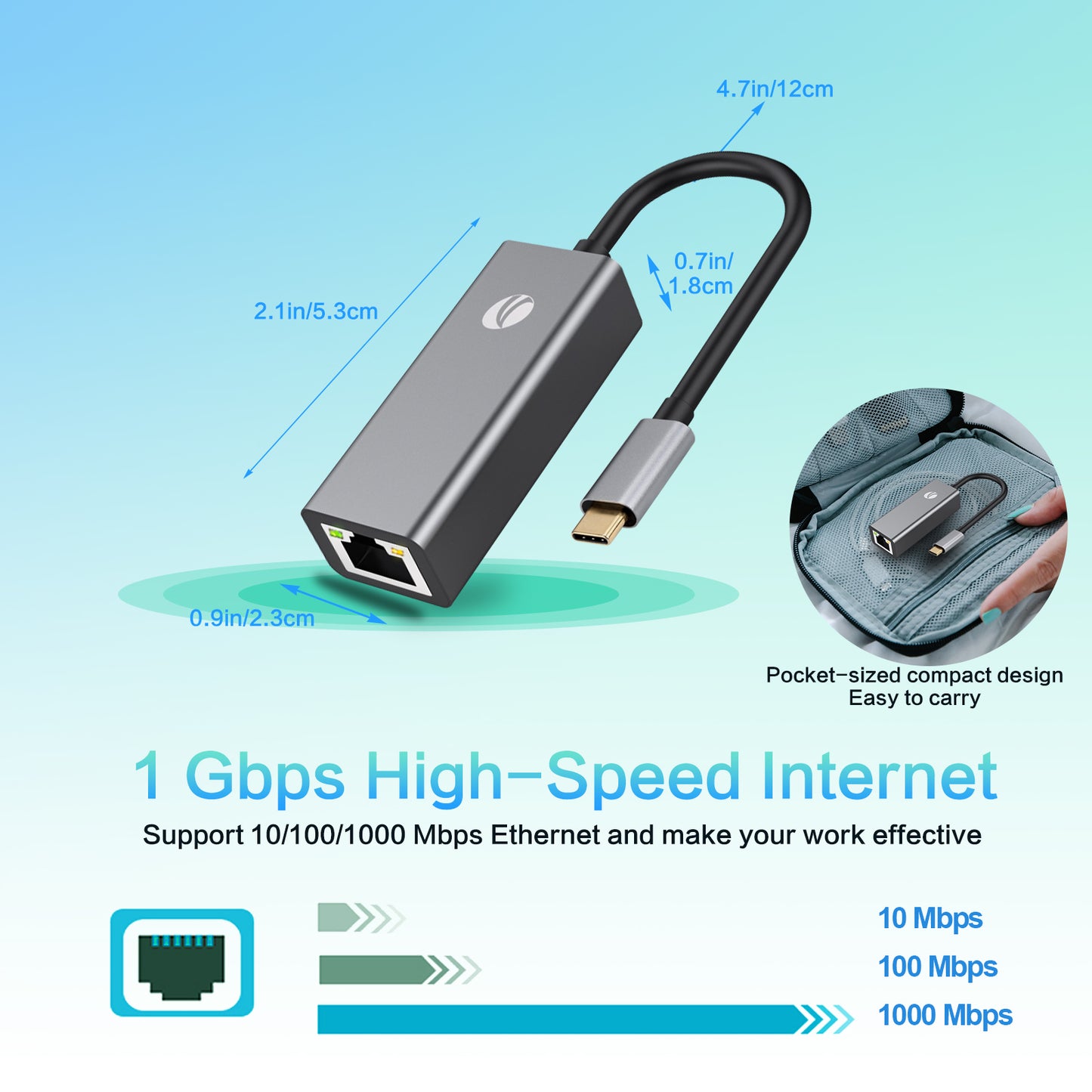 VCOM USB-C to Ethernet Adapter