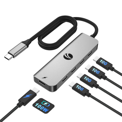 VCOM 5-in-1 USB-C Data Hub (Gray/Blue)