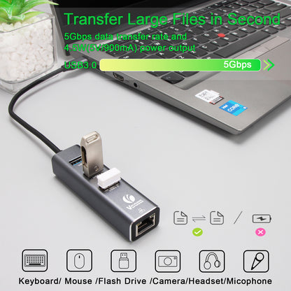 VCOM 4-in-1 Ethernet Adapter USB-C Hub