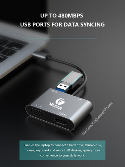 VCOM USB-C to HDMI VGA Adapter