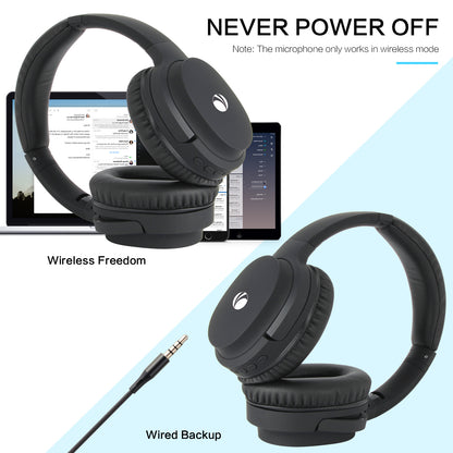 VCOM Foldable Over-Ear Headphones with Mic (Black/White)