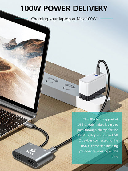 VCOM USB-C to HDMI VGA Adapter