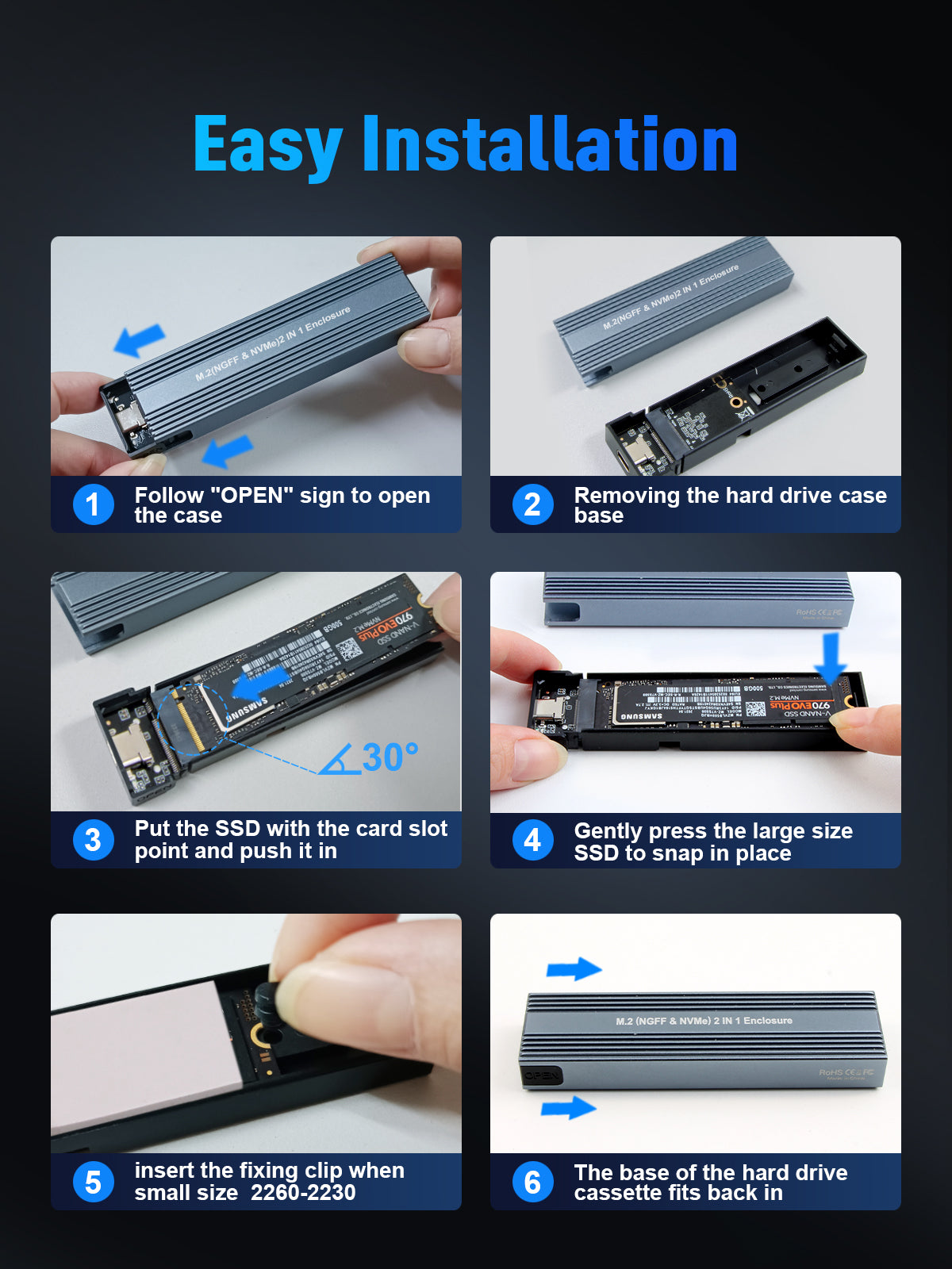 VCOM M.2 NVMe and SATA SSD Enclosure