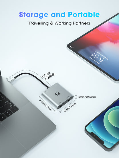 VCOM 4-in-1 Dual HDMI USB-C Hub