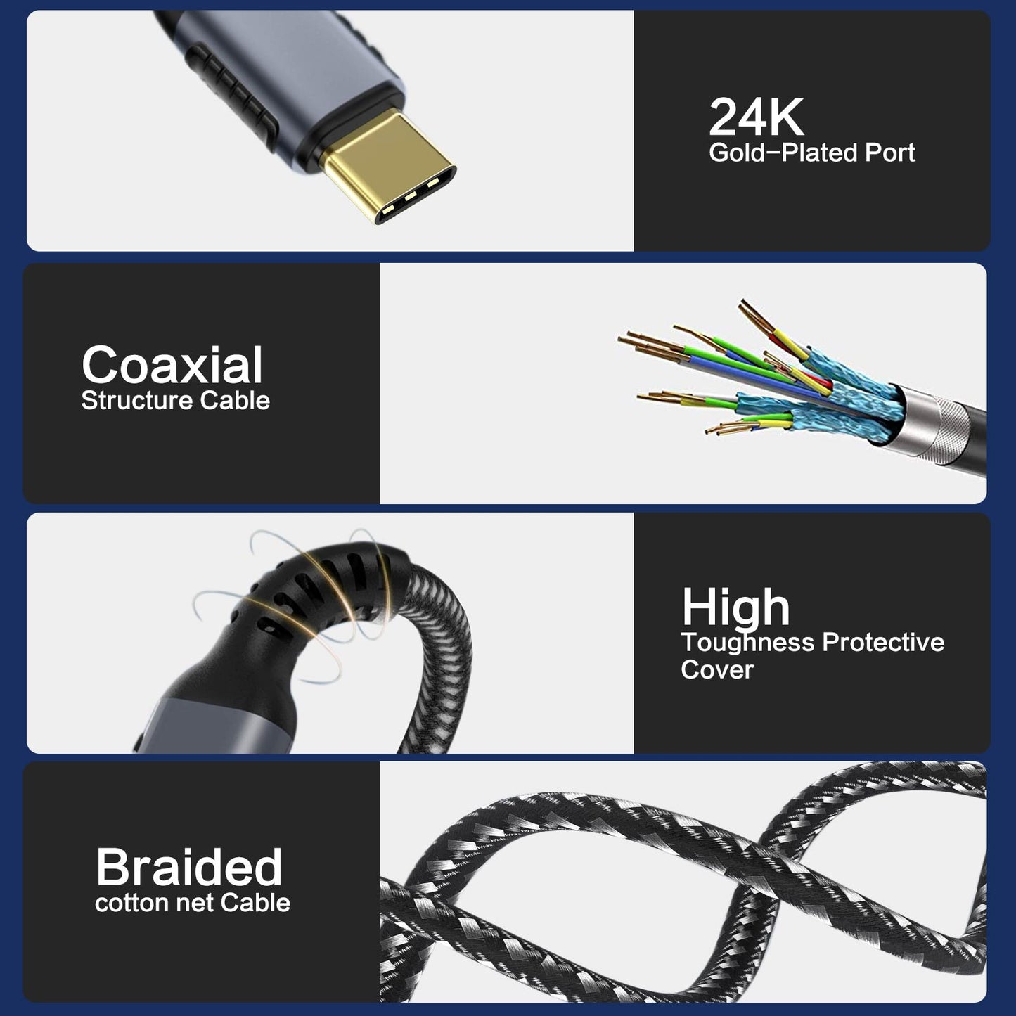 VCOM Right Angle USB4 Cable for Thunderbolt 4/3