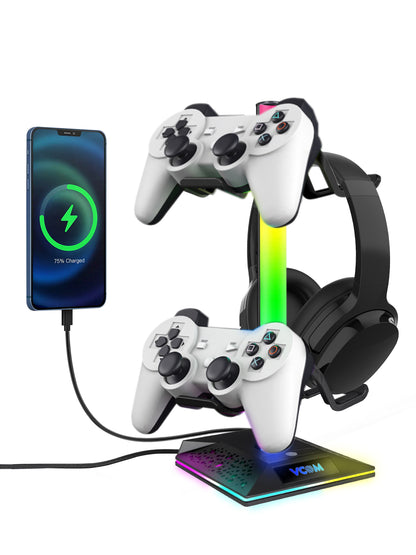 VCOM RGB Gaming Headphones Stand with USB Ports (10 Light Modes)