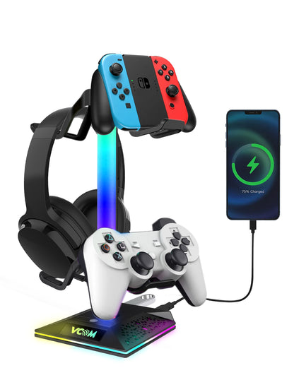 VCOM RGB Gaming Headphones Stand with USB Ports (10 Light Modes)