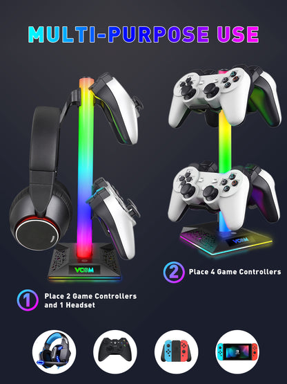 VCOM RGB Gaming Headphones Stand with USB Ports (10 Light Modes)