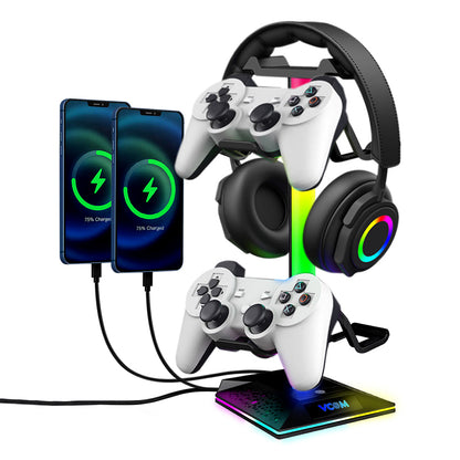 VCOM RGB Headphone Stand with USB-C & USB Ports