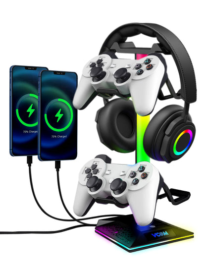 VCOM RGB Headphone Stand with USB-C & USB Ports