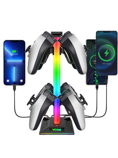 VCOM RGB Headphone Stand with USB-C & USB Ports