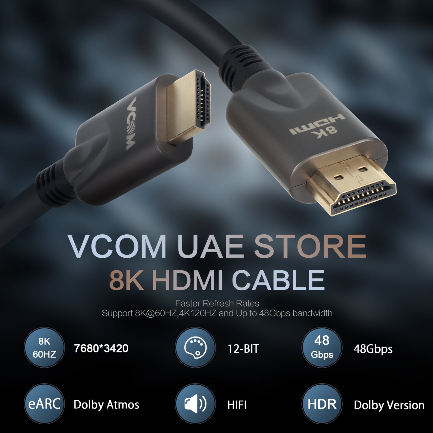 VCOM 8K HDMI 2.1 Cable 48Gbps