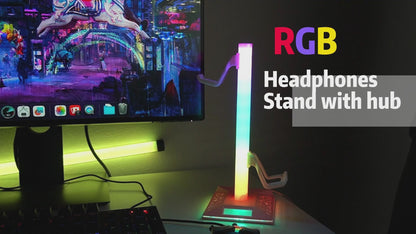 VCOM RGB Gaming Headphones Stand with USB Ports (10 Light Modes)