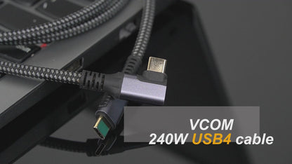 VCOM Right Angle USB4 Cable for Thunderbolt 4/3