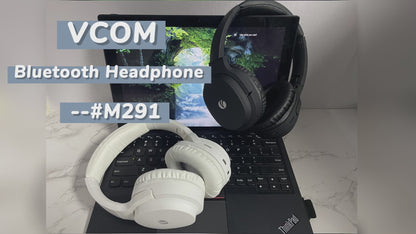 VCOM Foldable Over-Ear Headphones with Mic (Black/White)